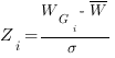 Z_i = {W_{G_i} - overline{W}} / sigma